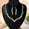Brillante Collar de Diamantes Pendientes Novia Joyería de Boda Cadena de Garra de Moda Accesorios para Vestido de Banquete de Recién Casados Venta Directa de Fábrica