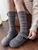 Calcetines de punto para mujer con patrón de rombos, otoño e invierno, de longitud hasta la pantorrilla, estilo étnico, adelgazantes, cálidos y engrosados, largos
