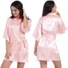 Camisón de satén trenzado para mujer, bata de baño de color liso, brillante, de verano, fino y sexy, tipo cárdigan corto, de Amazon Cross-border