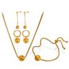 Pendientes de moda con colgante de cuentas redondas chapadas en oro de acero de titanio de estilo retro europeo y americano, collar y pulsera de gran sentido.