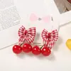Pasador de Pelo de Cereza de Dibujos Animados Hecho a Mano Lindo Pasador para Niños Pequeño Clip de Lazo Fresco Ambiente Festivo Accesorios para el Cabello de Princesa