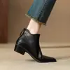 Botines Cortos Coreanos de Moda con Punta Fina para Mujer 2026 Otoño/Invierno Nuevos Botas de Moda con Tacón Grueso y Tacón Medio con Cremallera Trasera Botines