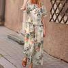 2025 Ropa Nueva Transfronteriza para Mujer Amazon Temu Estampado Elegante Floral de Manga Corta Casual Traje de Pantalón de Nueve Puntos