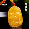 Pingente de Jade Amarelo Dragão Natural Anjo da Guarda dos Doze Signos do Zodíaco Presente Colar com Pingente de Jade Amarelo para Homens e Mulheres