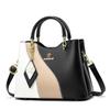 [Bolsa Feminina com Borda de Pano] Bolsa Feminina Color-Blocked Nova 2025 Bolsa de Mão Versátil Cor Contrastante Grande Capacidade Elegante Bolsa de Ombro