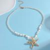 Collar de Concha de Estrella de Mar Hecho a Mano Europeo y Americano Transfronterizo Amazon Joyería Moda Personalidad Cuentas Perla Imitación Playa
