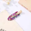 Pinza para el Cabello Vintage de Acrílico sin Costuras con Acetato de Brillo Colorido, Pinza de Pico de Pato Lateral para Flequillo, Pinza Recta para Flequillo