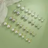 Ganchos para orejas Tama de perla gris para mujer, pendientes de perlas de pequeño brillo de bombilla exquisitamente hermosos, tachuelas para orejas de estilo retro francés de alta gama