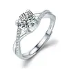 Anillo de Moissanita Imitación para Celebridades de Internet Kuaishou Xiaohongshu Transfronterizo para Mujer S925 Anillo Abierto Ajustable Entrelazado de Cabeza de Toro