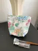Bolsa de Maquiagem Grande Capacidade Floral Simples de Algodão Bolsa Quadrada Pequena Bolsa de Maquiagem Algodão Puro com Zíper Bolsa Interna Bolsa de Mão