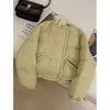 Jaqueta Acolchoada de Algodão Grossa para Mulheres, Estilo Curto de Inverno, Estilo Coreano, Gola Redonda, Quente, Petite, Fashion, Versátil, Versão Coreana