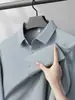 Camisa masculina de manga longa de alta qualidade em nylon-spandex, sem costura, espessa, dinâmica, resistente a rugas, não amassa, cor sólida para o dia a dia no trabalho