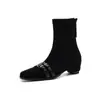 Botas femininas de camurça estilo retrô com aumento interno de altura de 4,5 cm, botas Chelsea com fivela de cinto, botas de tornozelo francesas versáteis estilo europeu