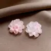 Brincos de Flor Rosa Doce para Mulheres, Brincos de Design Exclusivo, Novo Estilo Popular, Brincos de Temperamento Doce e Feérico