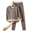 Ropa interior térmica extra gruesa para mujer, diseño ajustado, forrada de polar, conjunto otoño/invierno, adecuada para temperaturas tan bajas como -40 grados Celsius en el noreste de China, incluyendo Harbin