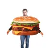 Macacão mural de comida com tema de cachorro-quente europeu e americano, tamanho adulto, fantasia engraçada para festa de Halloween, fantasia de esponja, traje de cosplay