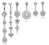 Anel de Umbigo de Aço Inoxidável Transfronteiriço Pingente de Borboleta Cravejado com Zircônia Unha de Umbigo Conjunto de Joias Sexy para Body Piercing