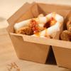 Caixa de dupla grade descartável retangular Kraft papel lancheira tampa transparente salada de legumes Bento caixa de embalagem takeaway