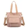 Bolsa de Tela de Nylon de Gran Capacidad Bolso de Mano con Textura para Estudiante Universitario Bolso Cruzado Bolso de Color Liso Simple Bolso de Hombro Elegante para Jóvenes