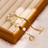 Pulsera de mujer transfronteriza de Amazon pulsera de moda simple de acero de titanio estilo ins hebilla OT pulsera de perlas al por mayor