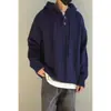 Suéter Casual com Capuz Pulôver Estilo Japonês para Homens e Mulheres, Outono e Inverno Solto Estilo Preguiçoso Par Versátil Tricô Grosso Cor Sólida