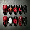 30 peças Vermelho Sangue Em relevo 3D Fantasma Gótico Abóbora Halloween Arte de Unha Morcego Aranha Unhas Usáveis Arte de Unha