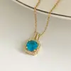 Acessórios Femininos Cobre Micro-Incustado Zircônia Simples Aço Inoxidável Colar Leve Luxo Tendência Nicho Joia de Clavícula Geométrica Moda Ol