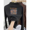 Camiseta Tendência Outono e Inverno em Veludo Alemão de Manga Longa com Bordas Franzidas para Bebês Meninas, Blusa Interna Fashion, Camiseta Básica Casual para Meninas
