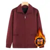 Cárdigan de Punto para Hombre de Mediana Edad y Ancianos, Cremallera con Solapa, Forro de Terciopelo, Chaqueta Casual Cálida Engrosada Otoño/Invierno para Papá
