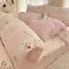 Set de Algodón de Cuatro Piezas Estilo Ins de Dibujos Animados Lindo 100% Algodón Funda de Edredón Sábanas Juego de Cama de Tres Piezas para Dormitorio Niños