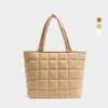 Bolsa Tote Matelassê Personalizada Bolsa Leve 2025 Nova Grande Capacidade Bolsa de Mão Xadrez Pongee Bolsa de Ombro Poliéster