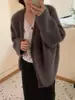 Cardigã oversized de pele de vison, suéter de tricô de alta qualidade, gola V, caimento solto, nova peça de outer wear para outono/inverno, estilo espesso, visual casual e relaxado