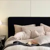 Juego de Ropa de Cama Grueso Cálido de Vellón de Leche Color Sólido Invierno Cuatro Piezas Doble Cara Antiestático Sábana de Coral Sábana Ajustable Funda de Edredón