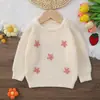 Suéter de Punto con Flores Bordadas para Bebé, Cuello Redondo, Versátil