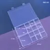 Caja de almacenamiento de escritorio de plástico con rejilla, 10, 15 y 24 botones transparentes, para accesorios de pesca, joyería y cosméticos.