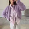 Nuevo Suéter Cardigan de Felpa de Botones Sencillos Estilo Perezoso Chic Suave Europeo y Americano Transfronterizo Otoño/Invierno 2026 para Mujer