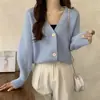 Suéter Nuevo Estilo Primavera y Otoño Cárdigan Francés de Punto Grueso con Cuello en V de Manga Larga para Mujer Abrigo Suéter de Punto Holgado de Moda para Mujer