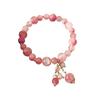 Pulsera de Cristal de Fresa Optimizada para Niñas Estilo Coreano Simple Estilo Ins Pulsera Elástica de Perlas de Agua Dulce para Novias