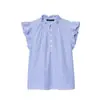 Comércio Exterior Transfronteiriço Roupas Femininas Estilo Europeu e Americano Casual Algodão Solto Moda Blusa Top Manga Curta Franzido 1257235