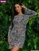 Vestido de Verão Feminino Estampa de Leopardo Costas Abertas Manga Sino Novo Estilo Ins Amazon Transfronteiriço Europeu e Americano 2025