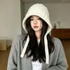 Gorro de punto para mujer, otoño e invierno, cálido, estilo coreano, hace que la cara se vea más pequeña, gorro de lana, adecuado para circunferencia de cabeza grande, versátil, protección para los oídos, gorro para clima frío