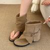 Botines Cortos Estilo Bosque con Punta de Tanga para Mujer 2026 Nuevos de Verano Versátiles Botines Cortos de Moda Botines de Tobillo con Punta de Tanga