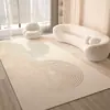 Estilo Crema Estilo Francés Sala de Estar Hogareña Sofá Mesa de Café Alfombrilla de Piso Terciopelo de Cristal Absorbente de Agua Alfombra Fácil de Limpiar Almohadilla Refrigerante Decorativa