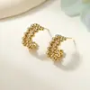 Aretes Metálicos en Forma de C 'Fortune Bean' para Mujer, Pendientes de Media Argolla con Diseño de Moda Estilo Hong Kong, Joyería de Moda Exquisita al por Mayor