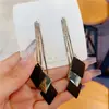 Brincos Longos e Largos com Franjas Azul-Verde Estilo Nova Primavera e Verão 2023 para Mulheres, Brincos de Alto Padrão e com Efeito Emagrecedor