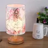 Lámpara de mesa creativa hecha a mano con flores secas en relieve, luz nocturna, lámpara de mesita de noche para dormitorio, lámpara de ambiente para hotel y casa de huéspedes, lámpara de lino