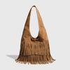 Bolso de Cuero Esmerilado para Mujer de Gran Capacidad 2024 Nuevo Casual Popular Este Año Bandolera Portátil con Borla Bolso de Hombro