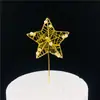 Estrella de Cinco Puntas Hueca de Hierro Forjado Perla Enchufe Luna Tarjeta de Amor Decoración de Mesa de Postres para Hornear Pastel de Cumpleaños