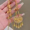 Novo Estilo Antigo Fechadura da Sorte e da Paz Pingente Colar de Ouro com Padrão de Lótus e Diamantes Brilhantes, Colar Requintado e de Alto Padrão