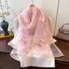 Bufanda de Seda Bordada de Lujo para Mujer, Chal Delgado de Primavera y Otoño, Bufanda Bordada Elegante y de Moda, Estilo Versátil